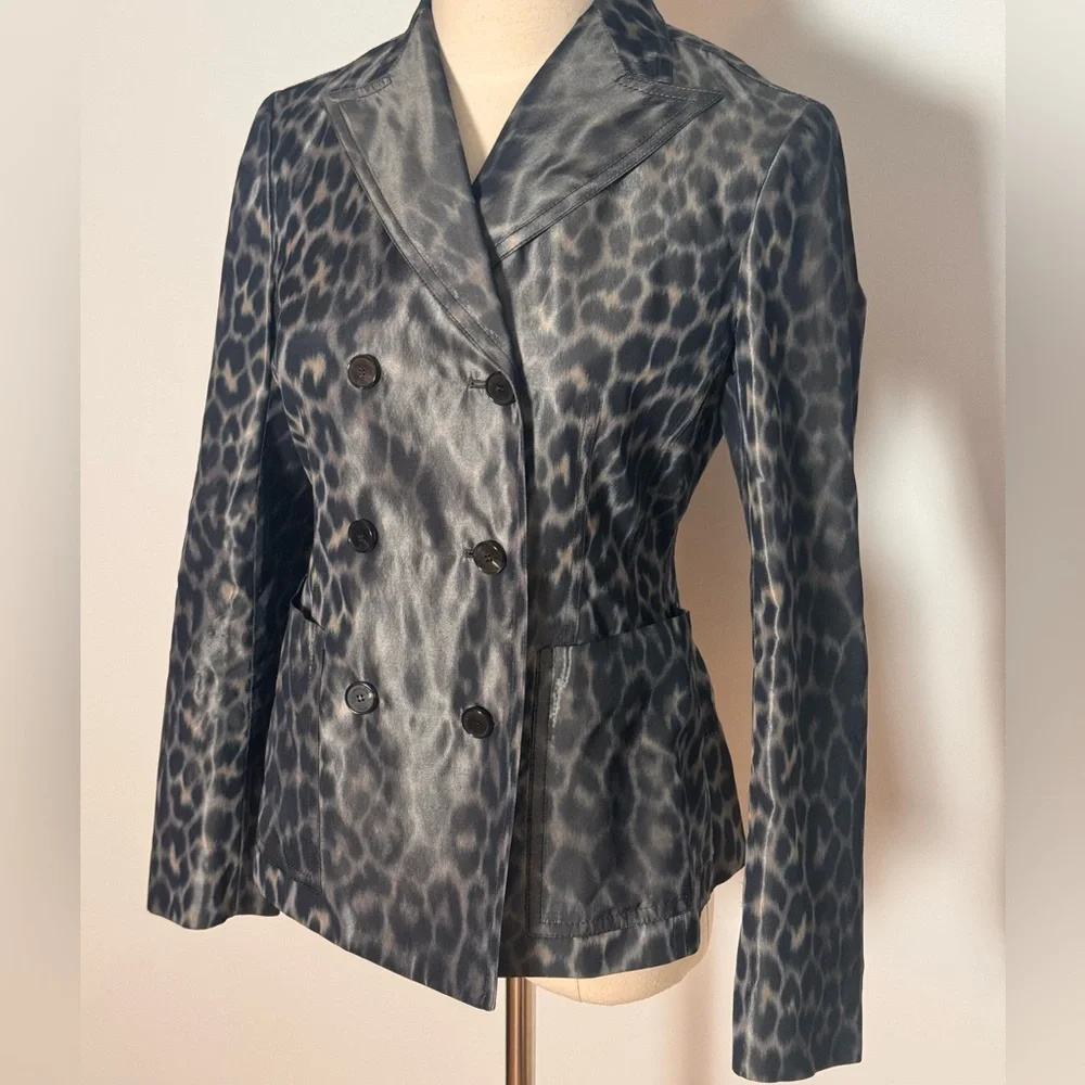 Christian Dior Women's Bar Silk Grey Leopard Blazer Size 2 - Picture 4 of 12